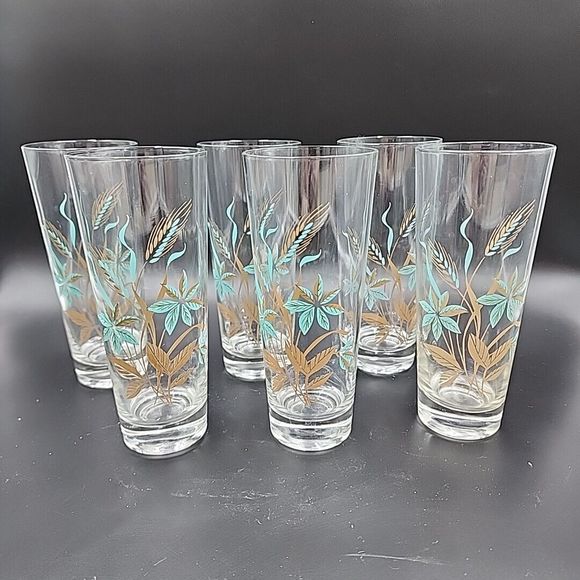 VTG Canadian Wheat Georgian Tall Glasses Tumblers Tea Glasses Set Of 6 12 oz - Picture 1 of 6